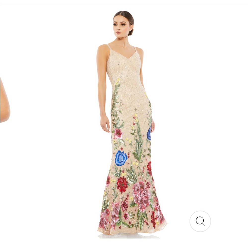 Macduggal FLORAL EMBELLISHED SPAGHETTI STRAP GOWN (new with tags& sold out)